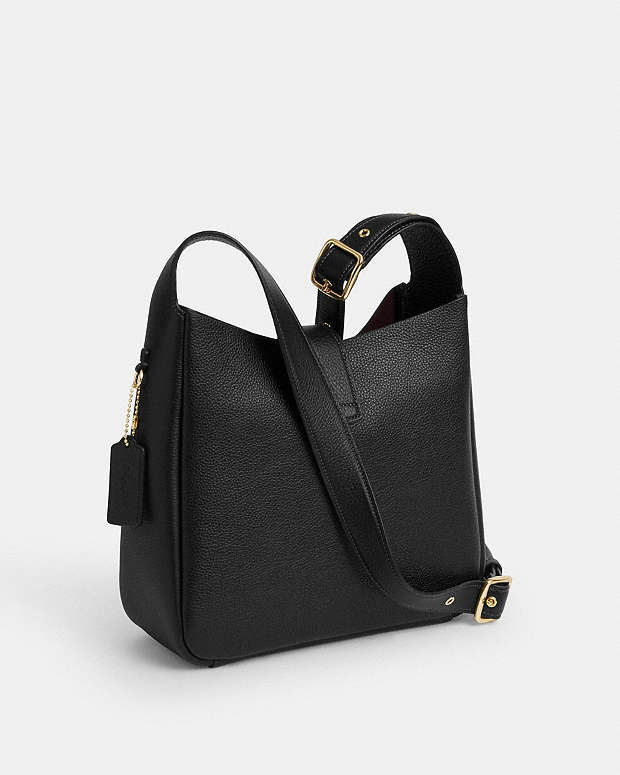 Hadley Convertible Crossbody Bag Pebbled Leather-Gold-Black Pebbled Leather-Gold-Black