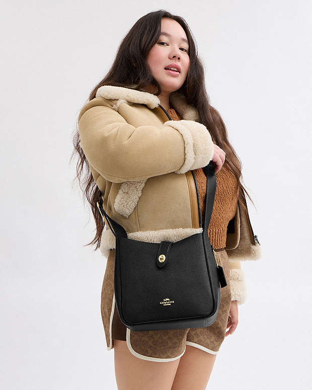 Hadley Convertible Crossbody Bag Pebbled Leather-Gold-Black Pebbled Leather-Gold-Black