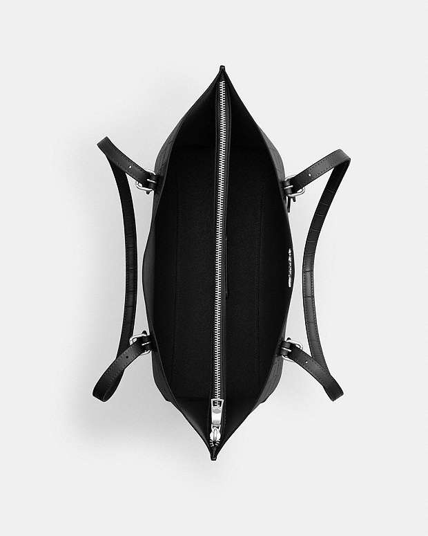 Mollie Tote Bag Embossed Crocodile-Silver-Black Embossed Crocodile-Silver-Black