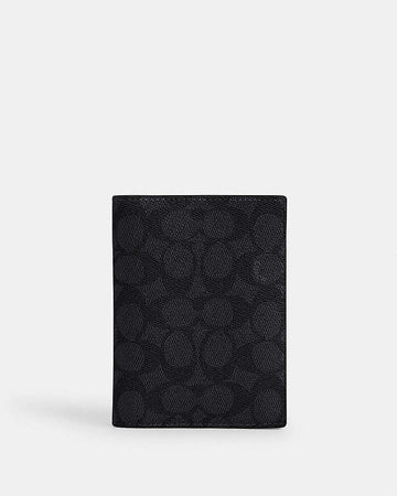 Passport Card Case In Signature Canvas Signature Canvas-Gunmetal-Charcoal-Black Signature Canvas-Gunmetal-Charcoal-Black