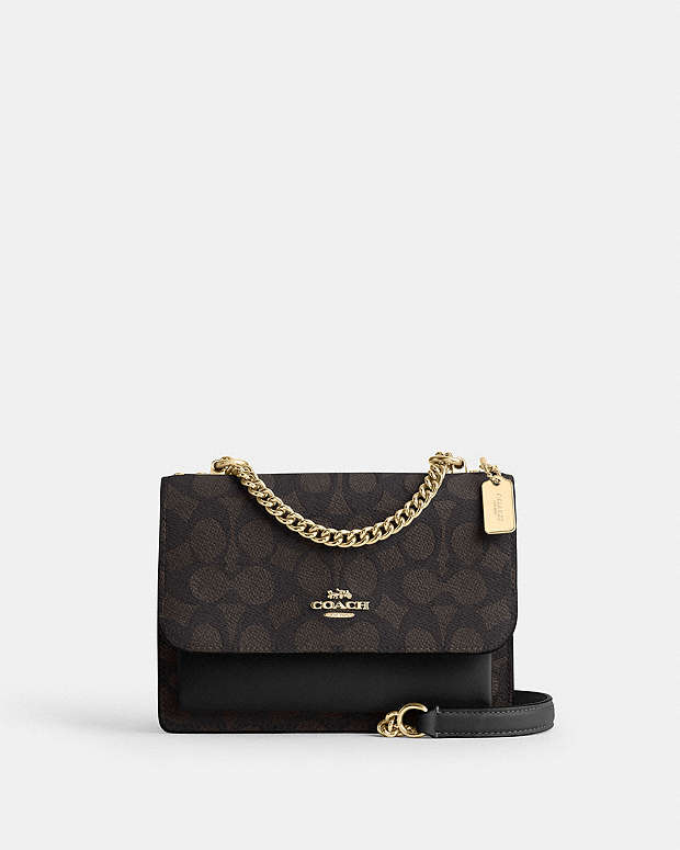 Mini Klare Crossbody Bag In Signature Canvas Signature Canvas-Gold-Walnut-Black Signature Canvas-Gold-Walnut-Black