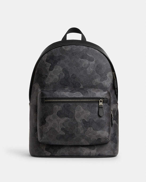 West Backpack In Signature Camo Print Signature Canvas-Gunmetal-Grey Multi Signature Canvas-Gunmetal-Grey Multi