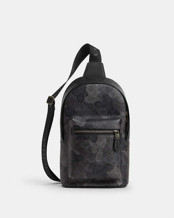 West Pack In Signature Camo Print Signature Canvas-Gunmetal-Grey Multi Signature Canvas-Gunmetal-Grey Multi