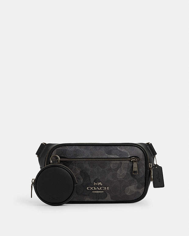 Elias Belt Bag In Signature Camo Print Signature Canvas-Gunmetal-Grey Multi Signature Canvas-Gunmetal-Grey Multi