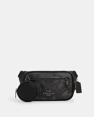Elias Belt Bag In Signature Camo Print Signature Canvas-Gunmetal-Grey Multi Signature Canvas-Gunmetal-Grey Multi