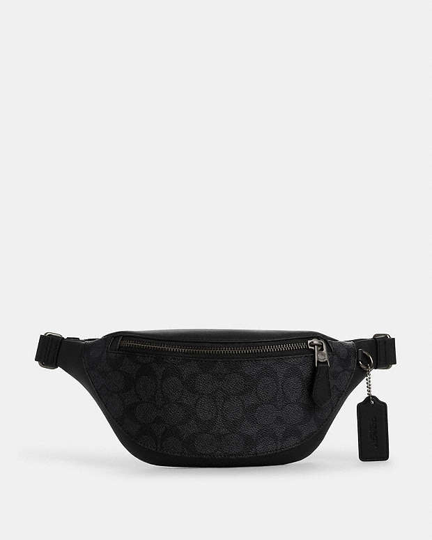 Warren Mini Belt Bag In Signature Canvas Signature Canvas-Gunmetal-Charcoal-Black Signature Canvas-Gunmetal-Charcoal-Black