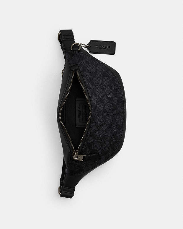 Warren Mini Belt Bag In Signature Canvas Signature Canvas-Gunmetal-Charcoal-Black Signature Canvas-Gunmetal-Charcoal-Black