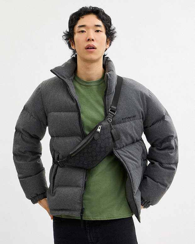 Warren Mini Belt Bag In Signature Canvas Signature Canvas-Gunmetal-Charcoal-Black Signature Canvas-Gunmetal-Charcoal-Black