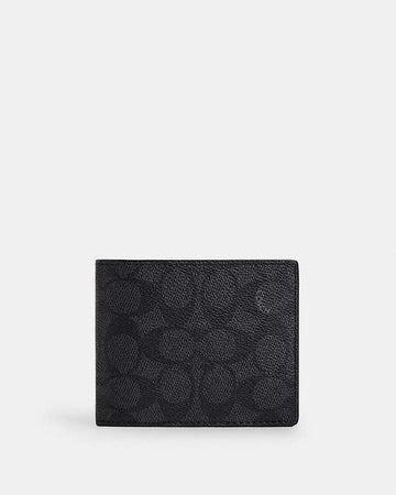 3 In 1 Wallet In Signature Canvas Signature Canvas-Charcoal-Black Signature Canvas-Charcoal-Black