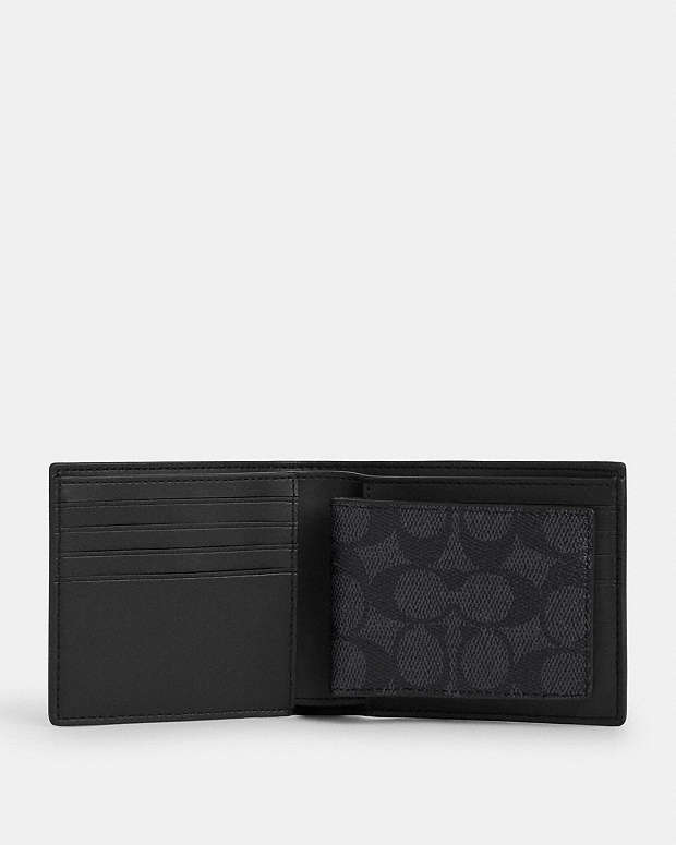 3 In 1 Wallet In Signature Canvas Signature Canvas-Charcoal-Black Signature Canvas-Charcoal-Black