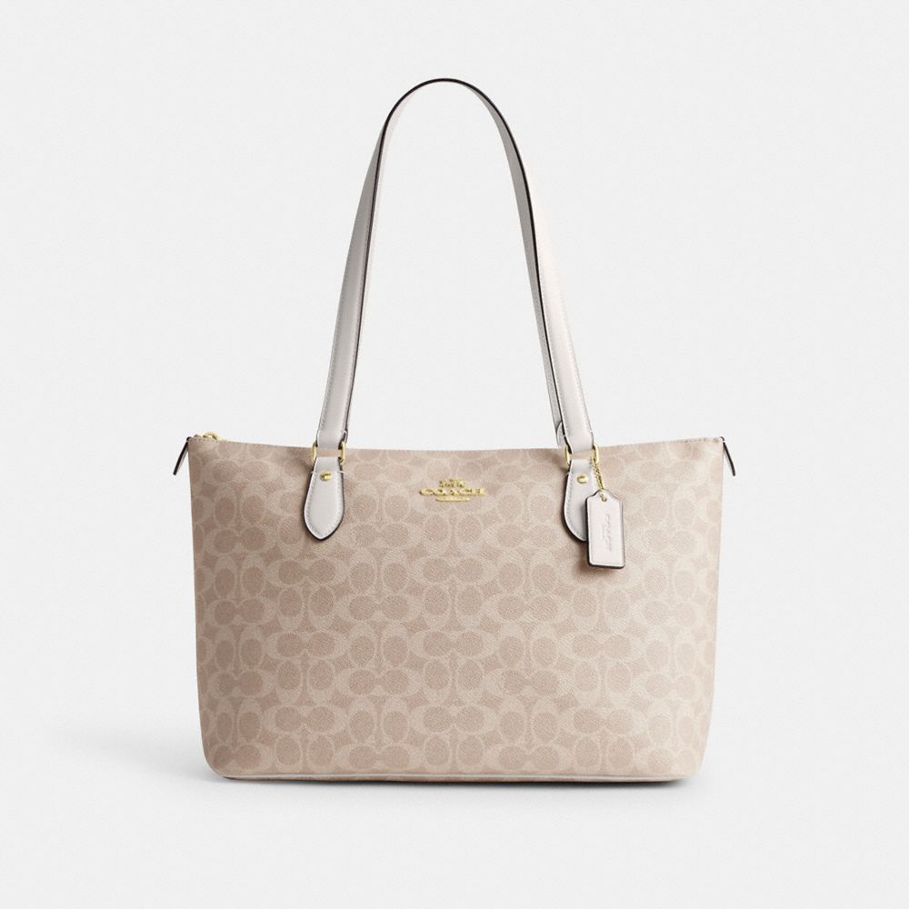 Coach Gallery Tote Bag In Signature Canvas Gold Sand Chalk