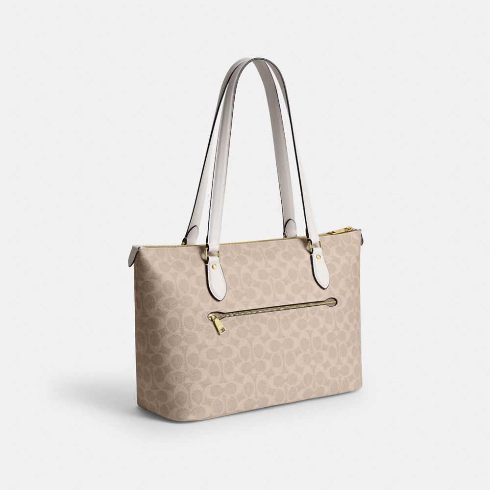 Coach Gallery Tote Bag In Signature Canvas Gold Sand Chalk