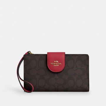 Coach Phone Wallet In Signature Canvas Gold