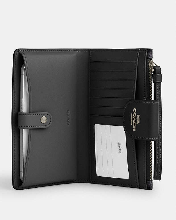 Phone Wallet In Signature Canvas Signature Canvas-Gunmetal-Charcoal-Black Signature Canvas-Gunmetal-Charcoal-Black