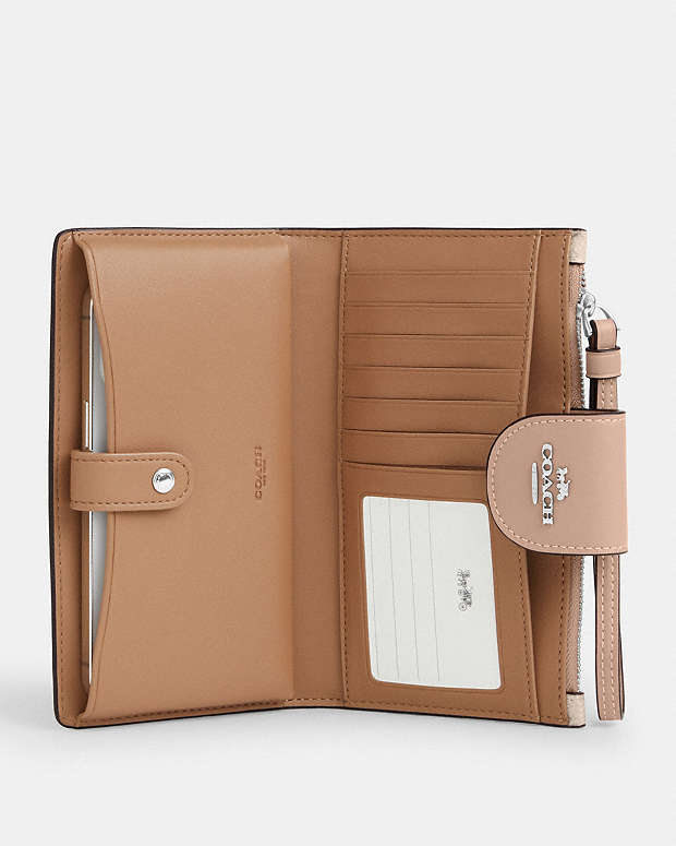 Phone Wallet In Signature Canvas Signature Canvas-Silver-Sand-Taupe Signature Canvas-Silver-Sand-Taupe