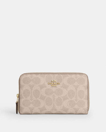 Medium Id Zip Wallet In Signature Canvas Signature Canvas-Gold-Sand-Chalk Signature Canvas-Gold-Sand-Chalk