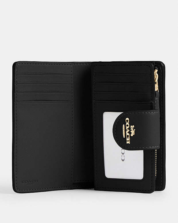 Medium Corner Zip Wallet In Signature Canvas Signature Canvas-Gold-Walnut-Black Signature Canvas-Gold-Walnut-Black