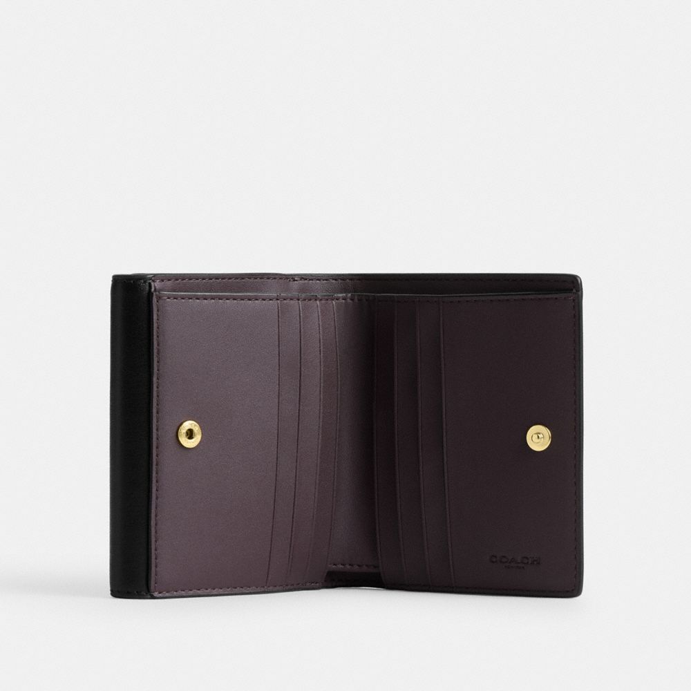Coach Eliza Small Wallet In Signature Canvas Gold Walnut Black