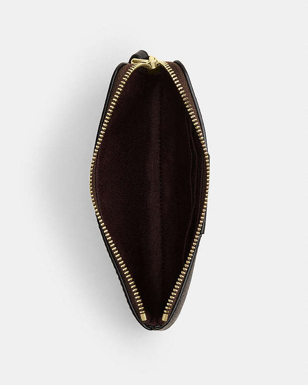 Corner Zip Wristlet In Signature Canvas With Stripe Signature Canvas-Gold-Walnut-Black Signature Canvas-Gold-Walnut-Black