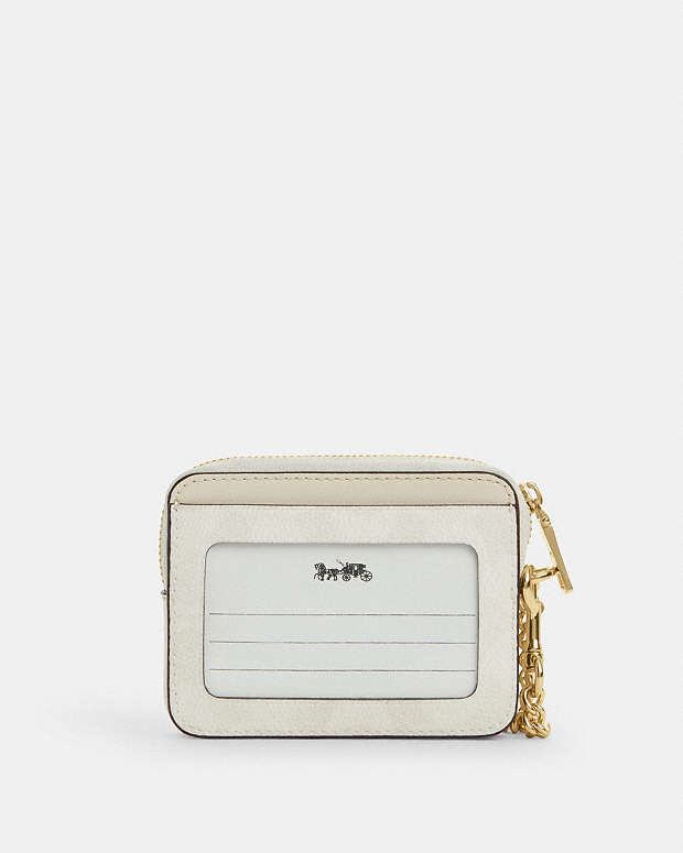 Zip Card Case In Signature Canvas Signature Canvas-Gold-White-Chalk Signature Canvas-Gold-White-Chalk
