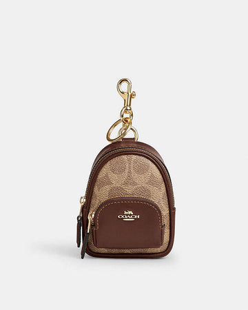 Mini Court Backpack Bag Charm In Signature Canvas Gold-Tan-Brown Gold-Tan-Brown