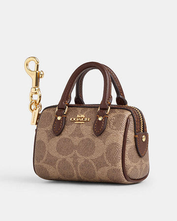 Mini Rowan Bag Charm In Signature Canvas Signature Canvas-Gold-Tan-Brown Signature Canvas-Gold-Tan-Brown