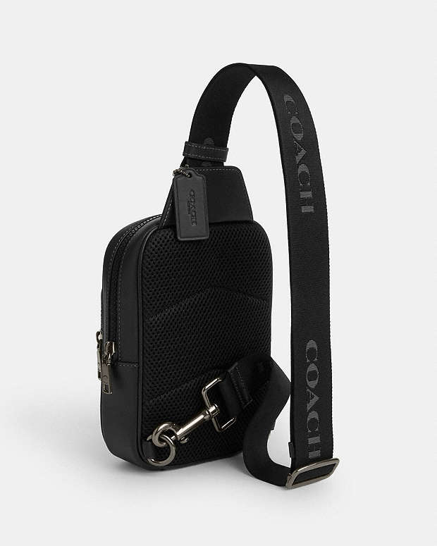 Racer Sling Pack Smooth Leather-Gunmetal-Black Smooth Leather-Gunmetal-Black