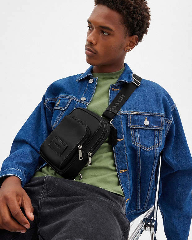 Racer Sling Pack Smooth Leather-Gunmetal-Black Smooth Leather-Gunmetal-Black