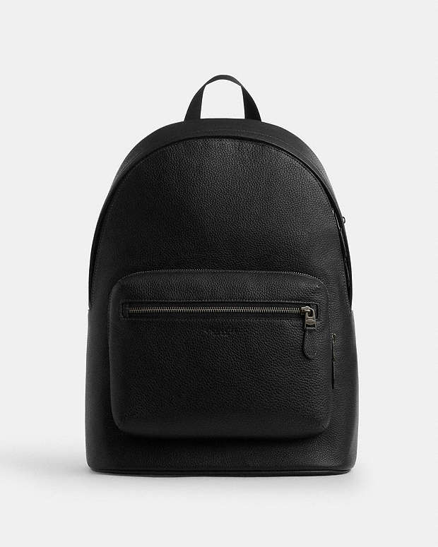West Backpack Pebbled Leather-Gunmetal-Black Pebbled Leather-Gunmetal-Black