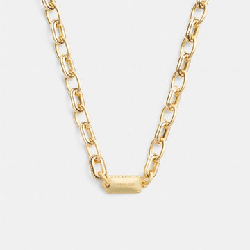 Coach Stitched Chain Link Necklace Gold