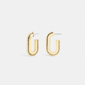 Coach Large Stitched Chain Link Earrings Gold