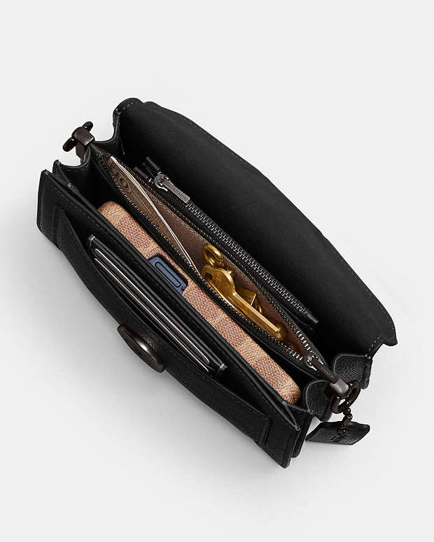 Tabby Shoulder Bag 20 Polished Pebble Leather-Pewter-Black Polished Pebble Leather-Pewter-Black