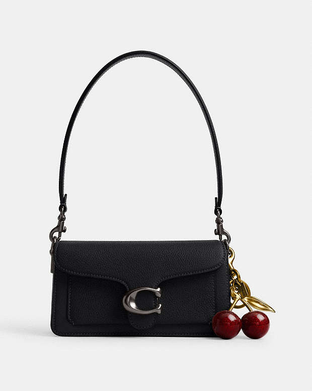 Tabby Shoulder Bag 20 Polished Pebble Leather-Pewter-Black Polished Pebble Leather-Pewter-Black