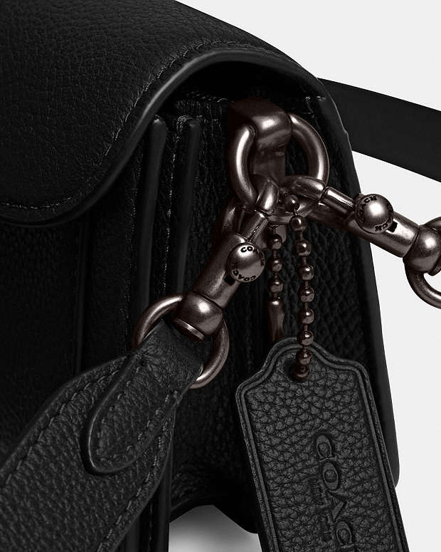 Tabby Shoulder Bag 20 Polished Pebble Leather-Pewter-Black Polished Pebble Leather-Pewter-Black