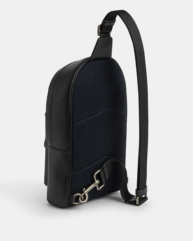 West Pack Pebbled Leather-Gunmetal-Black Pebbled Leather-Gunmetal-Black