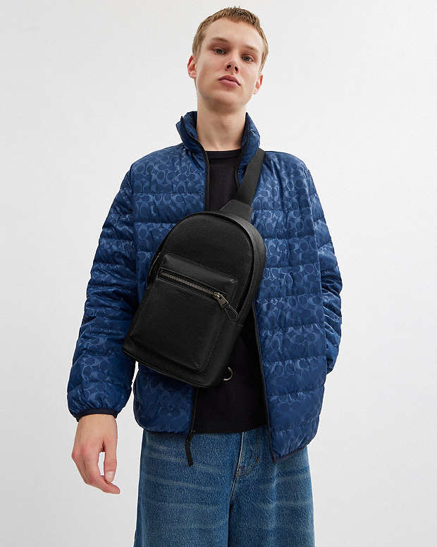 West Pack Pebbled Leather-Gunmetal-Black Pebbled Leather-Gunmetal-Black