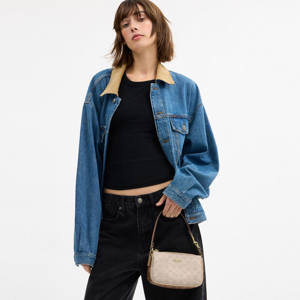 Coach Nolita 19 In Blocked Signature Canvas Gold Sand Tan