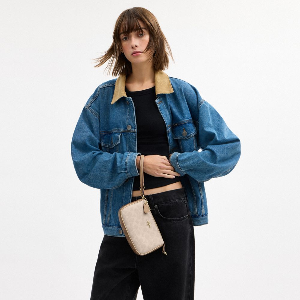 Coach Nolita 19 In Blocked Signature Canvas Gold Sand Tan