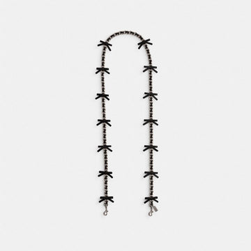 Coach Leather Chain Strap With Bows Silver Black