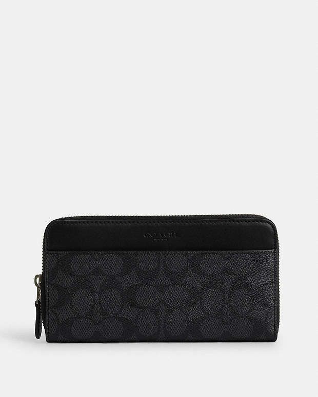 Accordion Wallet In Signature Canvas Signature Canvas-Gunmetal-Charcoal-Black Signature Canvas-Gunmetal-Charcoal-Black