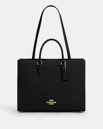 Maggie Tote Bag Pebbled Leather-Gold-Black Pebbled Leather-Gold-Black