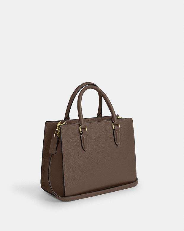 Maggie Small Tote Bag Pebbled Leather-Gold-Dark Stone Pebbled Leather-Gold-Dark Stone