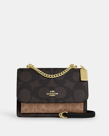 Klare Crossbody Bag In Blocked Signature Canvas Signature Canvas-Gold-Walnut-Tan Signature Canvas-Gold-Walnut-Tan