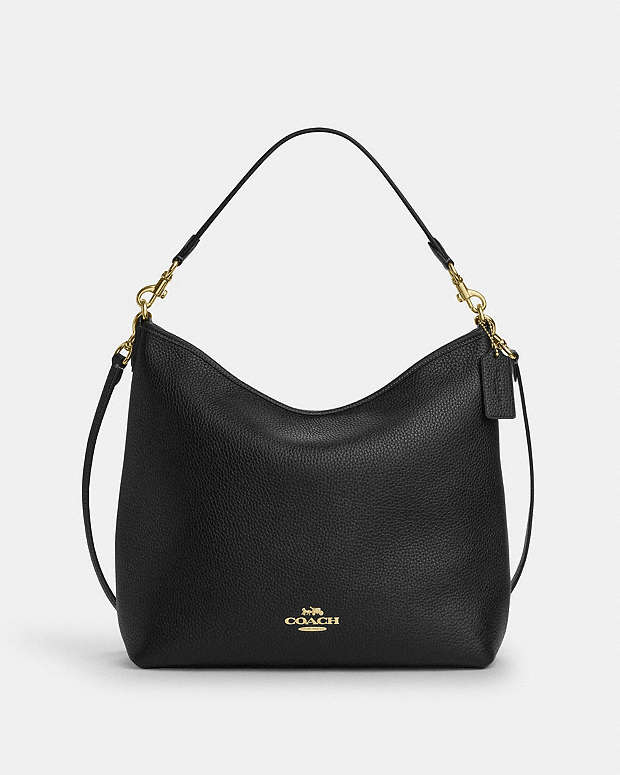 Laurel Large Shoulder Bag Pebbled Leather-Gold-Black Pebbled Leather-Gold-Black