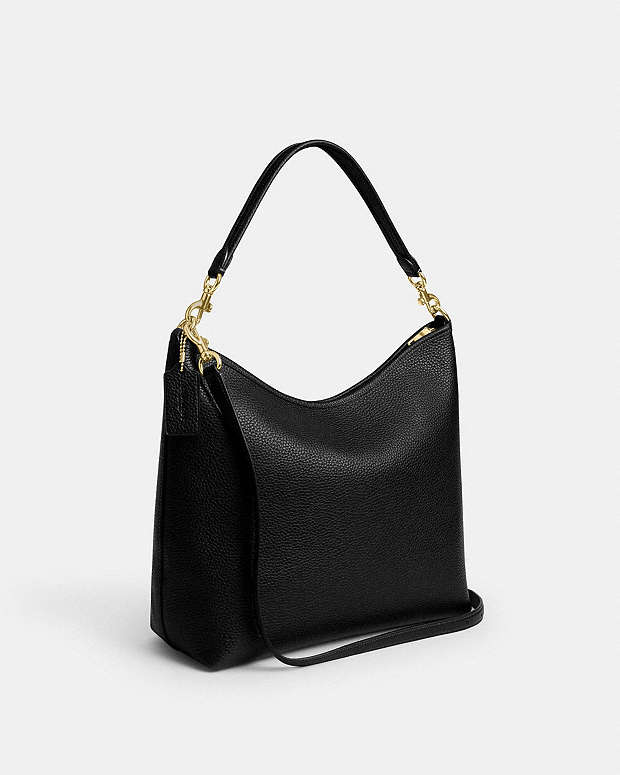 Laurel Large Shoulder Bag Pebbled Leather-Gold-Black Pebbled Leather-Gold-Black
