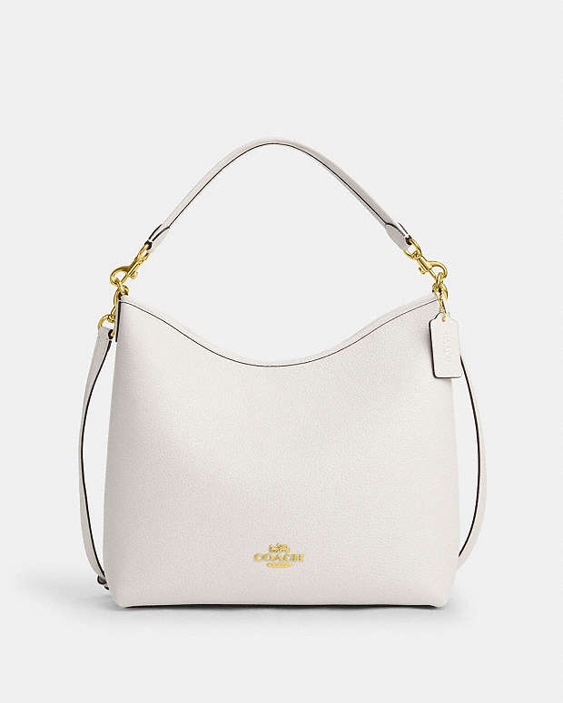 Laurel Large Shoulder Bag Pebbled Leather-Gold-Chalk Pebbled Leather-Gold-Chalk