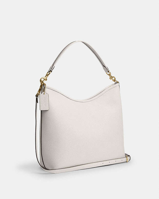 Laurel Large Shoulder Bag Pebbled Leather-Gold-Chalk Pebbled Leather-Gold-Chalk