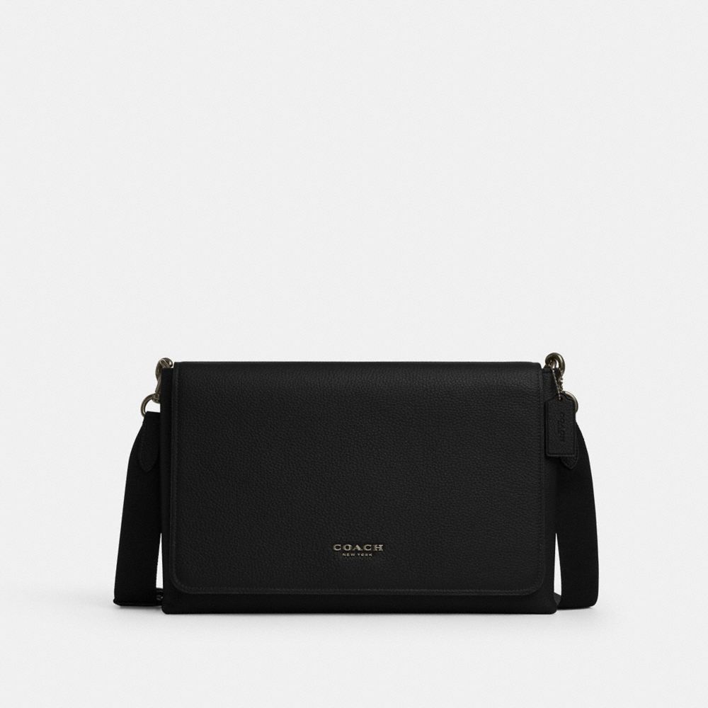 Coach Caleb Messenger Bag Gunmetal Black