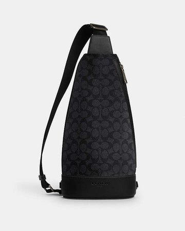 Dominic Sling Pack In Signature Canvas Signature Canvas-Gunmetal-Charcoal-Black Signature Canvas-Gunmetal-Charcoal-Black