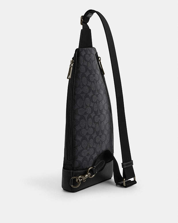 Dominic Sling Pack In Signature Canvas Signature Canvas-Gunmetal-Charcoal-Black Signature Canvas-Gunmetal-Charcoal-Black